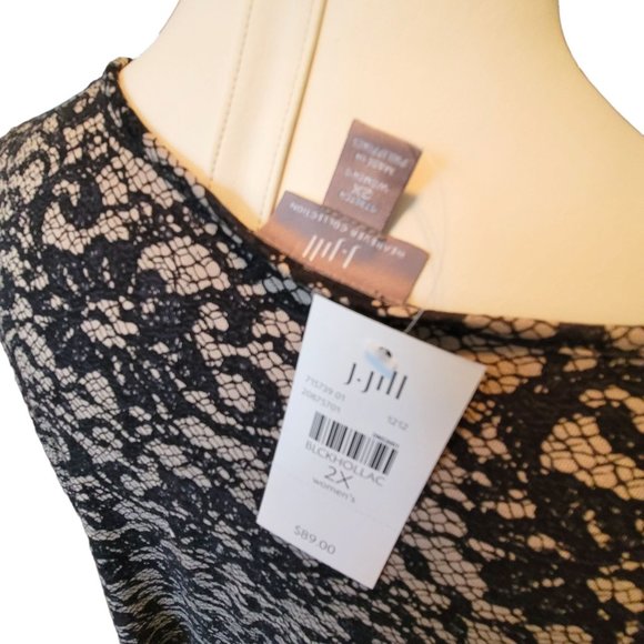 J. Jill Black and Tan Hollac Pants and Top Set Faux Lace Design Woman's 2X DH386 - Picture 7 of 7